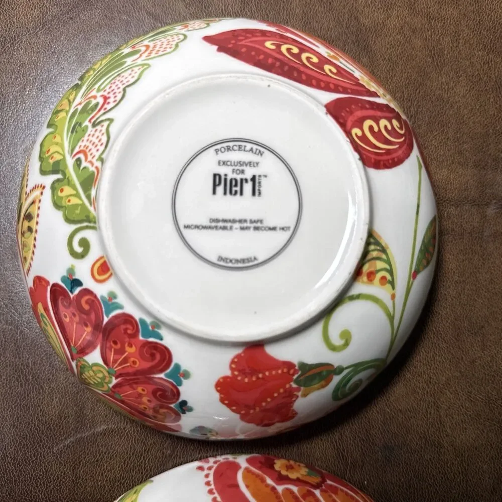 Pair (2) Pier 1 Beatrice Jacobean Soup Cereal Bowls 6.5